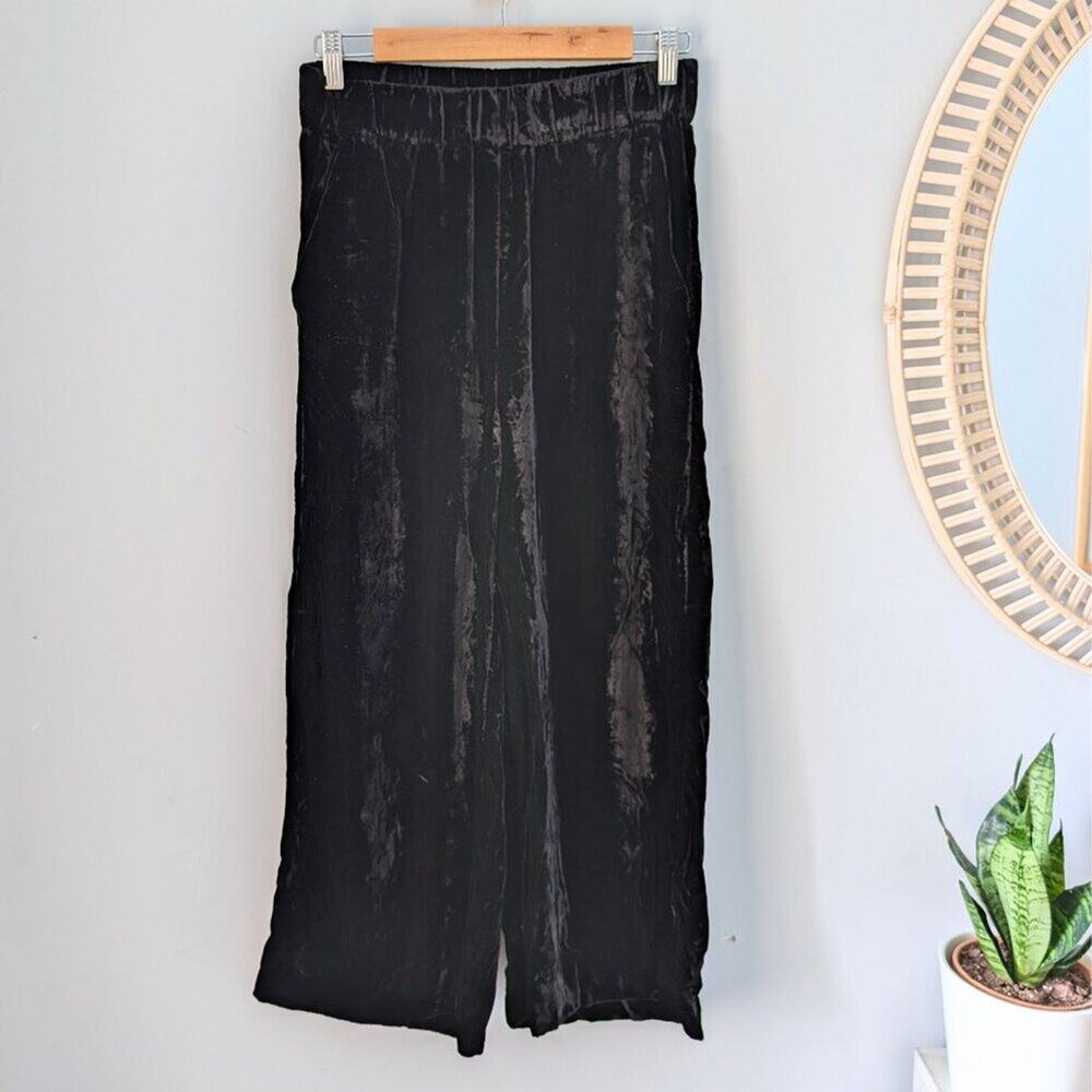 & OTHER STORIES Velvet Wide-Leg Ankle Cropped Pants Culottes, size 2, Black